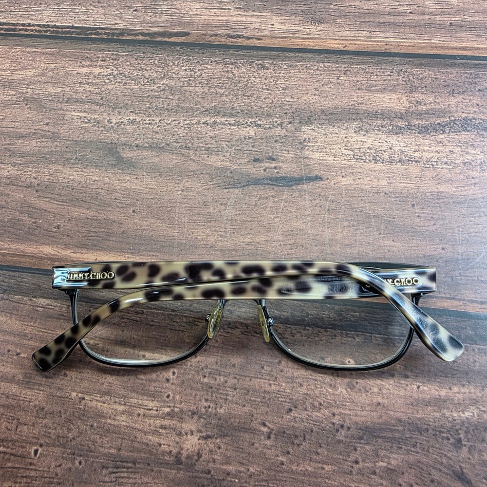 Jimmy Choo JC 147 PWN Black Leopard‎ Cat Eye Eyeglasses Frames Italy 52-16-145 - Picture 8 of 9